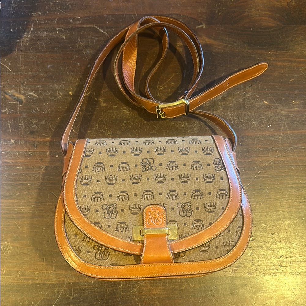 Venice Simpson Orient express Brown Leather and Canvas Shoulder Bag